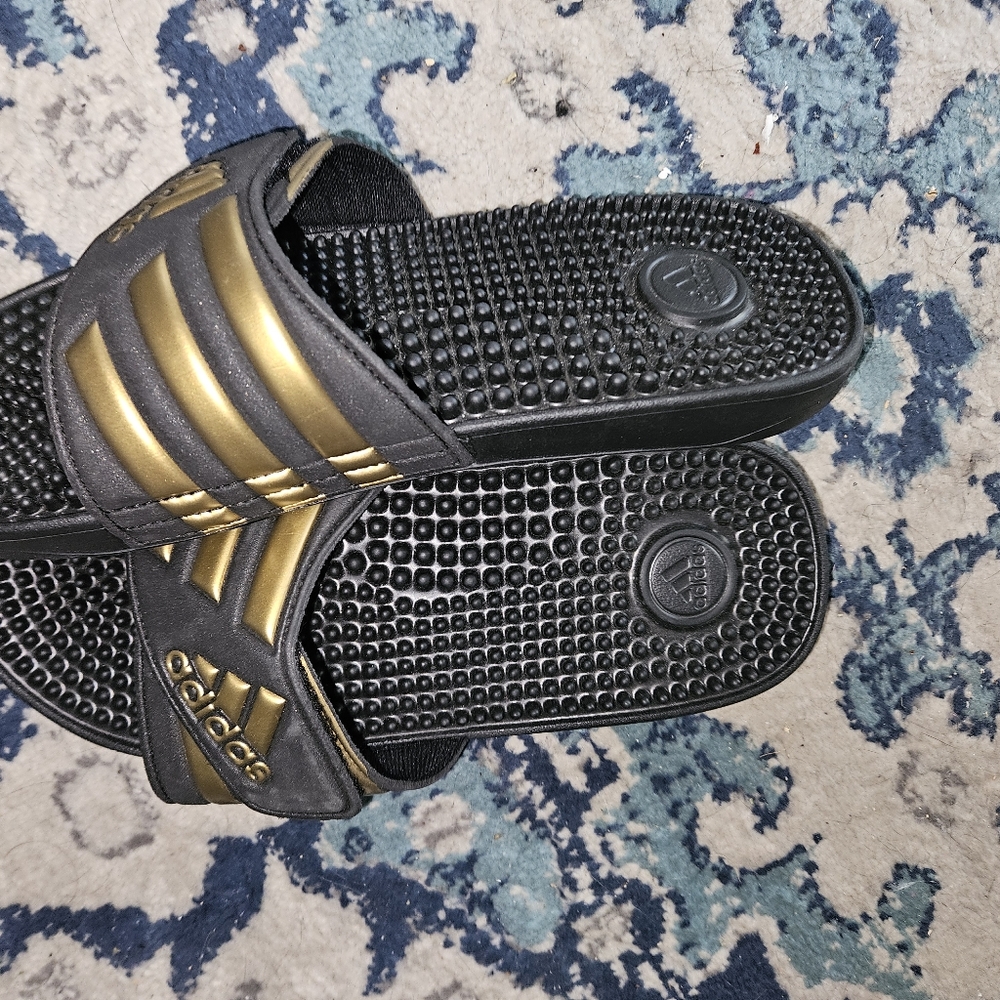 Gold/Black Addidas Adissage Sliders